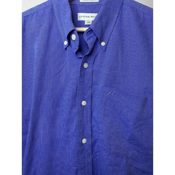 Cutter & Buck Men's Lightweight SS Mini Check Button Up Shirt Blue, Size: Large - Picture 6 of 14